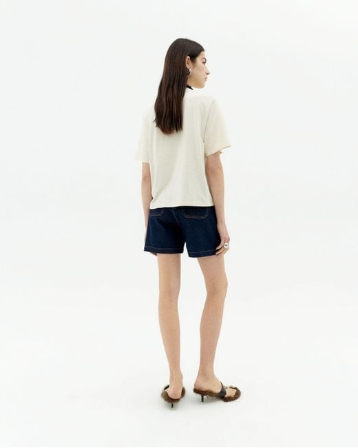Thinking Mu White Hand Embroidered Lucia T-Shirt