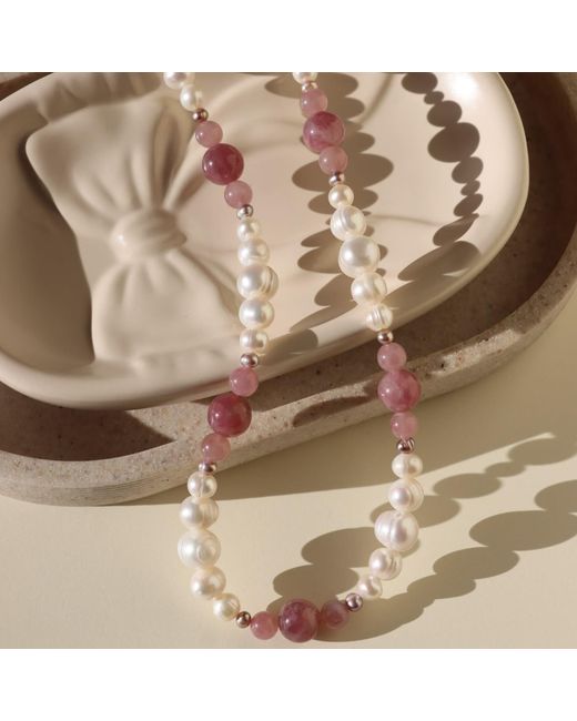 Larsuu Metallic Blush Pearl Necklace