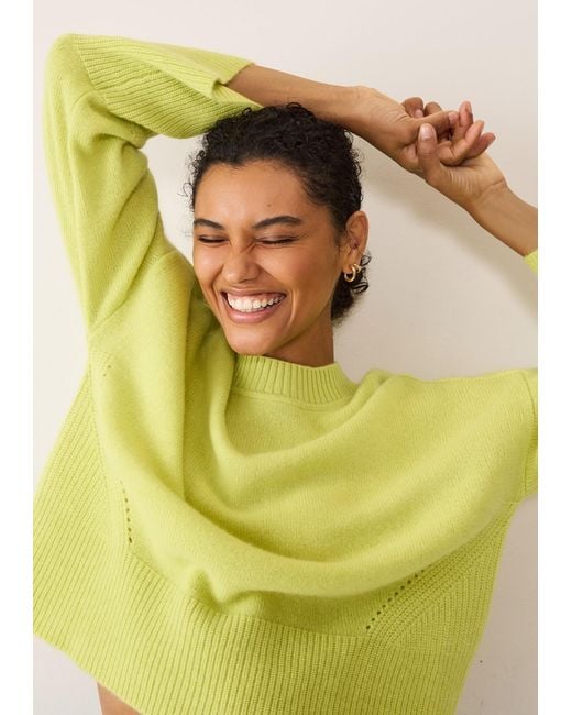 Loop Cashmere Yellow Ribbed Detail Lofty Crew Sweatshirt