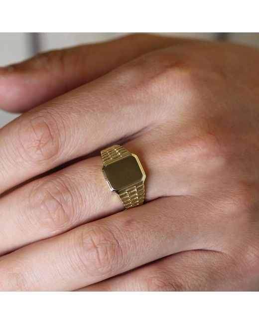 VicStoneNYC Fine Jewelry Metallic Unique Square Watch Style Signet Ring for men