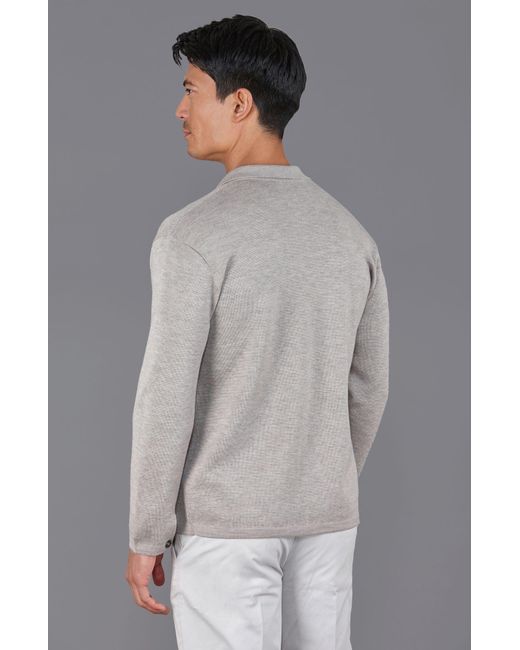 Paul James Knitwear Gray Extra Fine Merino Wool Fabrizio Work Shirt for men