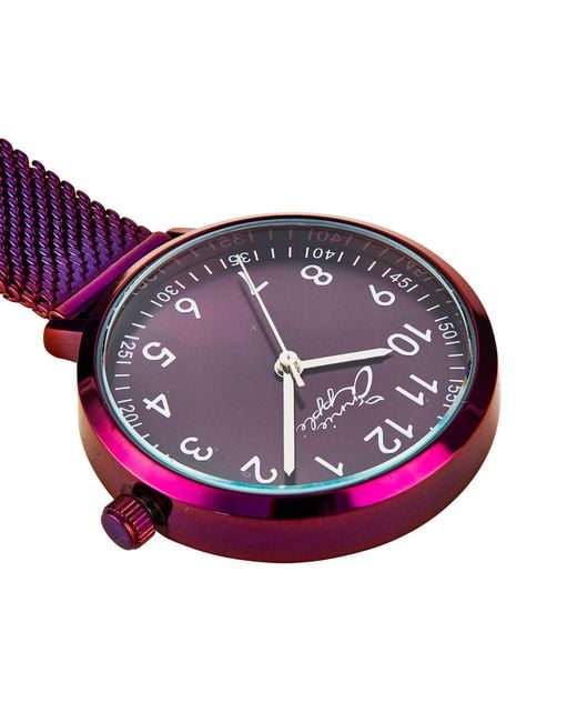 Bermuda Watch Company Annie Apple Meraki Silver & Purple Mesh Nurse Fob Watch