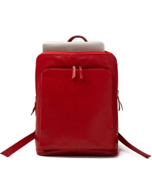 Hides Leather Co. Red Minimal Handmade Genuine Leather Backpack