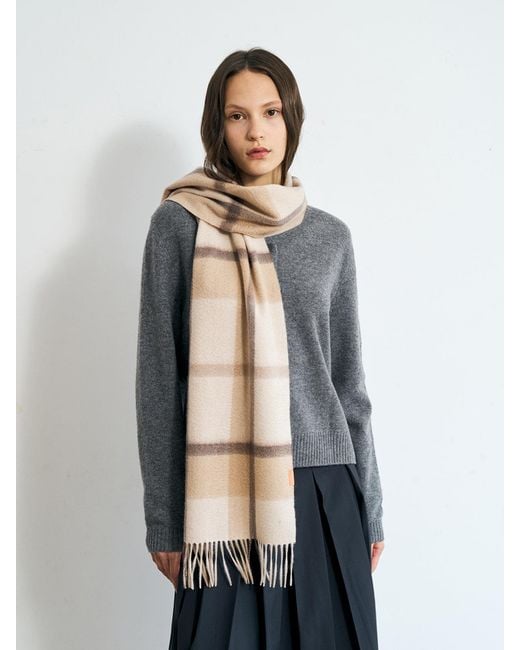 Lost Pattern Natural Plaid Cashmere Scarf