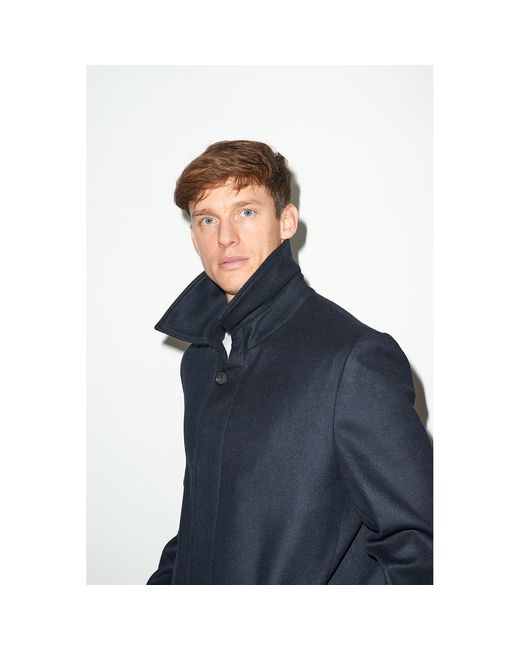 Hegarty Blue Single Breasted Cashmere Overcoat for men