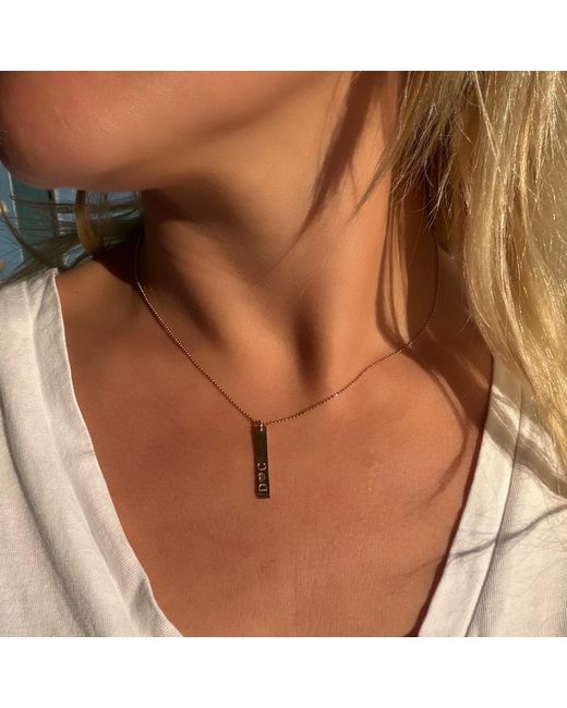 Ecce | Artisan Diamonds Metallic 14K Solid D Heart C Written Name Tag Ball Chain Necklace