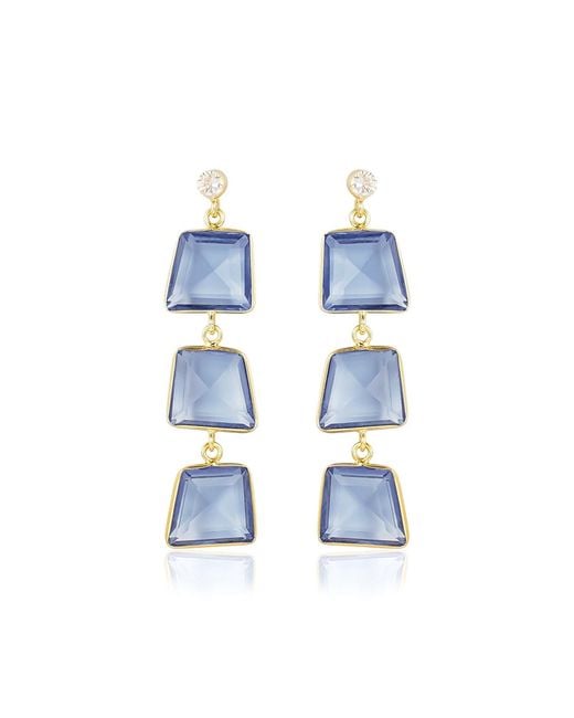 Rare Matters Jewelry Blue Glass Triple Drop Earrings