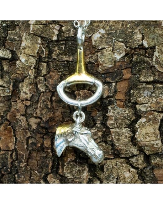 Simon Kemp Jewellers Metallic Horse Head And Snaffle Bit Pendant Eighteen. Carat On Solid Sterling