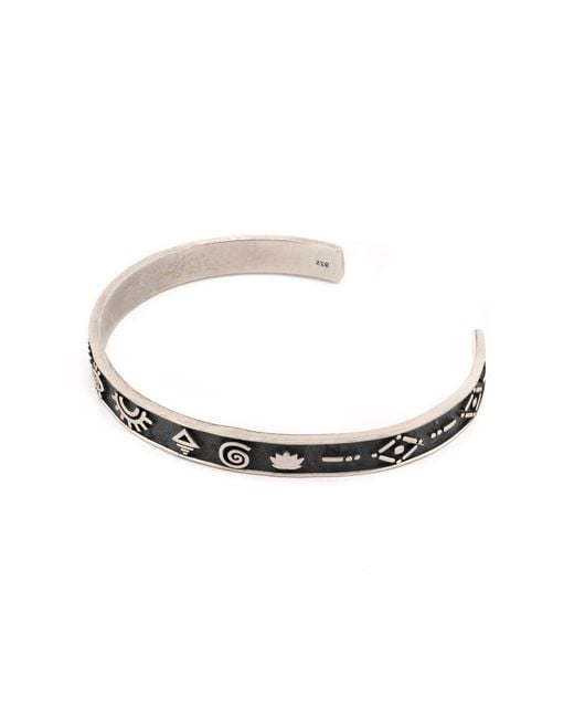 Ebru Jewelry Metallic Sterling Spiritual Symbols Cuff Bracelet for men