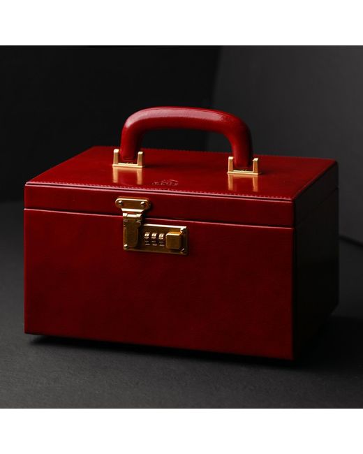Time Resistance Red Large Leather Jewelry Box For
