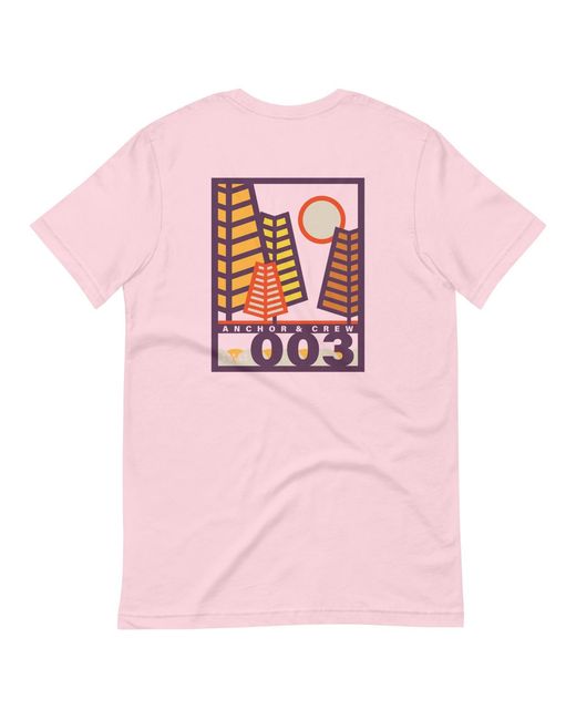 Anchor and Crew Pink Cotton Three Field Notes Organic Cotton T-Shirt for men