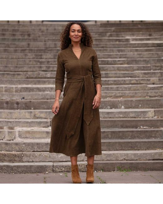 At Last Green Chelsea Corduroy Midi Dress