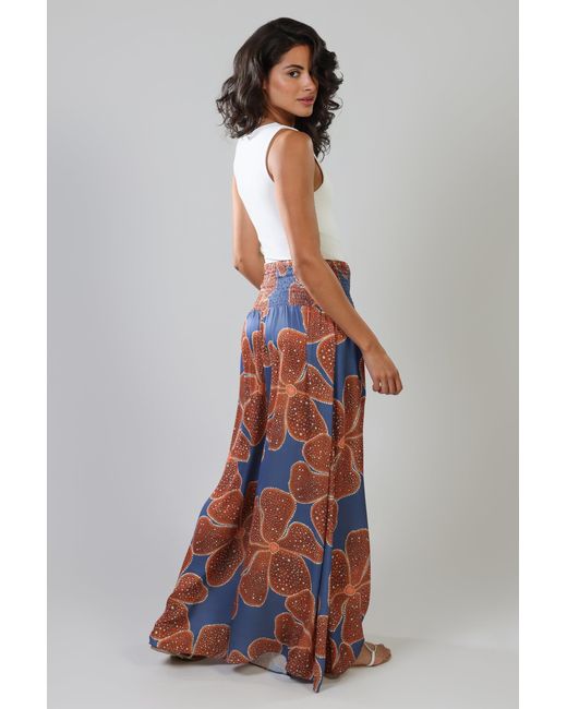 Traffic People Orange Full Bloom And Floral Aurora Wide Leg Trousers