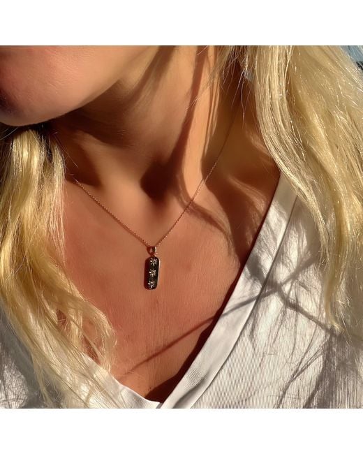 Ecce | Artisan Diamonds Metallic 14K Solid Triple Star Diamond Tag Necklace
