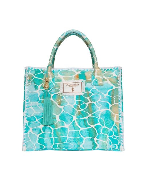 Sophia Alexia Blue Aqua Pebbles Barbados Beach Bag