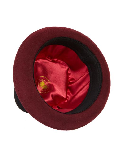 Dasmarca Hats Black Edward Burgundy Two Tone Felt Winter Porkpie Hat for men