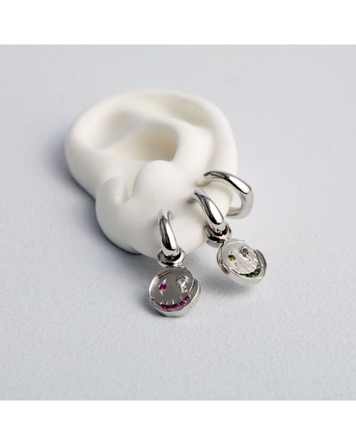 Kasun Metallic Smile Hoop Earrings – April – Diamond