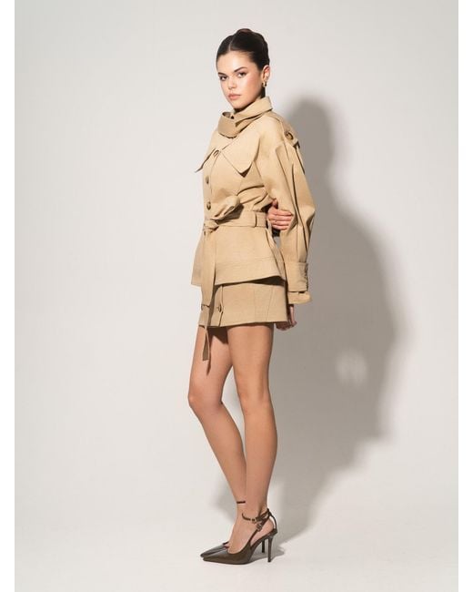 Tia Dorraine Natural Neutrals Oversized Belted Trench Jacket & Mini Skirt Set