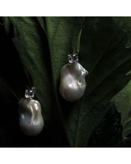 Ninemoo White Gleaming Baroque Pearl Earrings