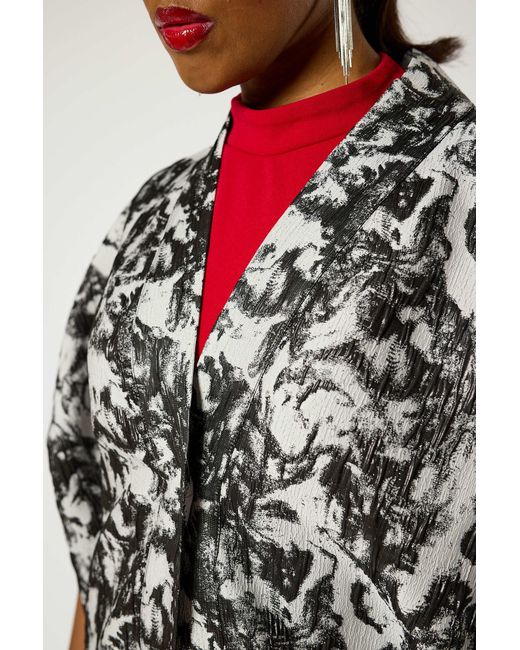 Lioness by Tf Black Monochrome Brocade Kimono Jacket