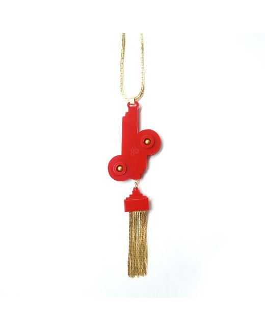 Gissa Bicalho Red Handmade Acrylic Necklace Pendant Verner