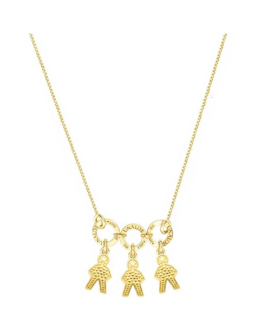 Unaloe Metallic Vermeil Necklace With Three Baby Star Charms – Pavé Child Silhouette Pendants, Jewellery For