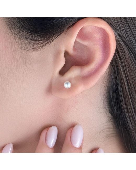 Spero London Metallic 9Ct Solid Freshwater Pearl Stud Earrings