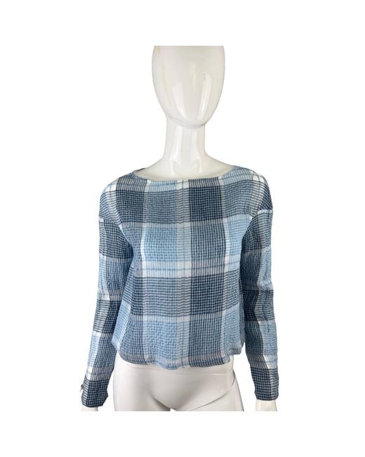 SNIDER Blue Plaid Drawstring Top