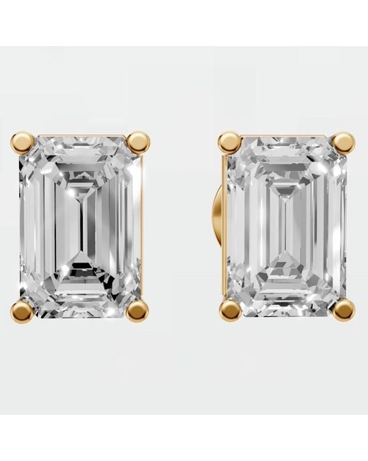 Aya Fine Jewelry White 1.32 Cwt Emerald Cut Solitaire Earrings Gift For