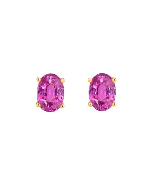 Juvetti Pink Ovo Earrings Set With Vivid Sapphire