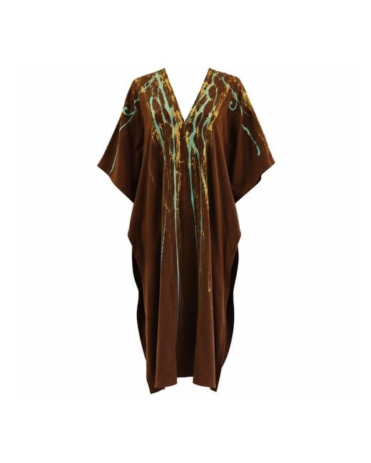Saniya Khan Brown Tobacco Painted Caftan