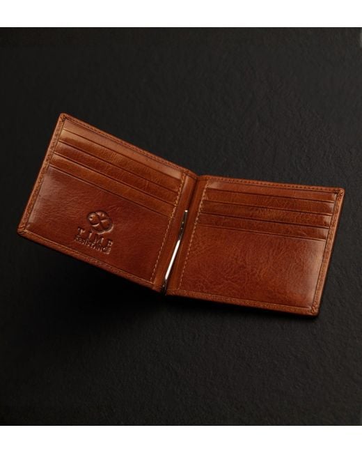 Time Resistance Red Leather Money Clip Wallet for men