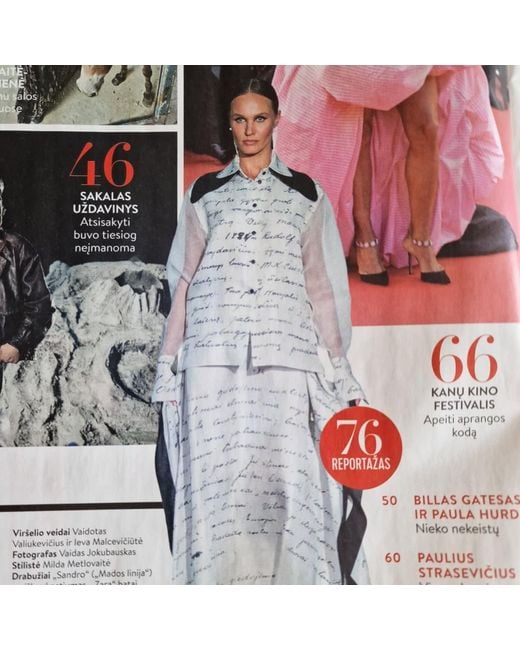 Laura Daili White Heritage Script Silk Shirt