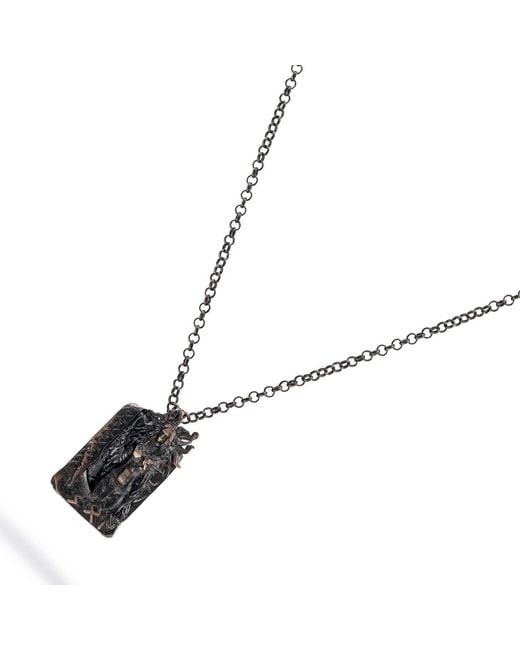Ebru Jewelry Black Santa Muerte Sterling Necklace for men