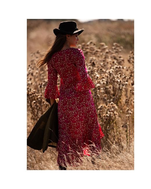 At Last Red Victoria Midi Dress Swirl