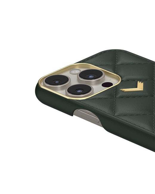 Velante Green Calf Leather Phone Case, Kanda Texture, Lock Edition, British
