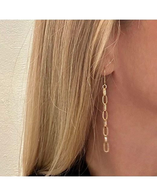 Edge Only Metallic Oval Link Drop Earrings 18Ct Vermeil