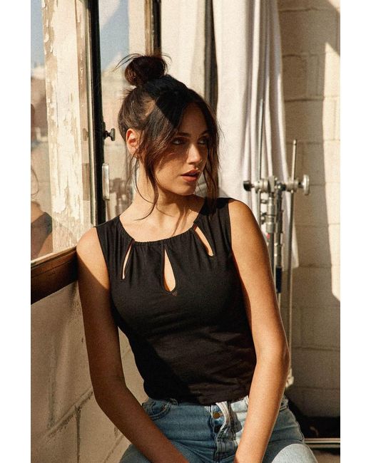 Marianne by Marie Jordane Black Gaby Teardrop Neckline Top