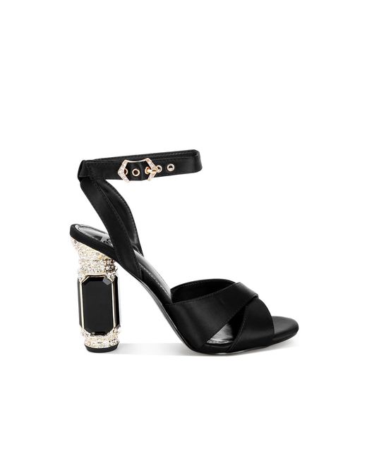Rag & Co Brown Tribeca Crystal & Diamante Pin Buckle Fantasy Heels