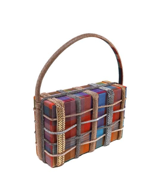 Simitri Red Madras Etoile Clutch