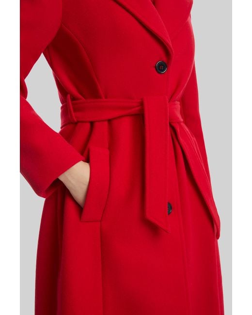 James Lakeland Red Three Buttons Belted Coat In