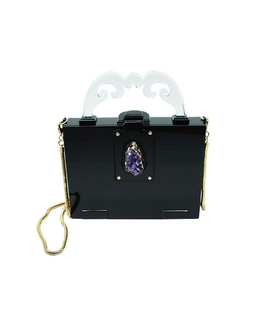 Gissa Bicalho Black Handmade Acrylic Clutch Aura