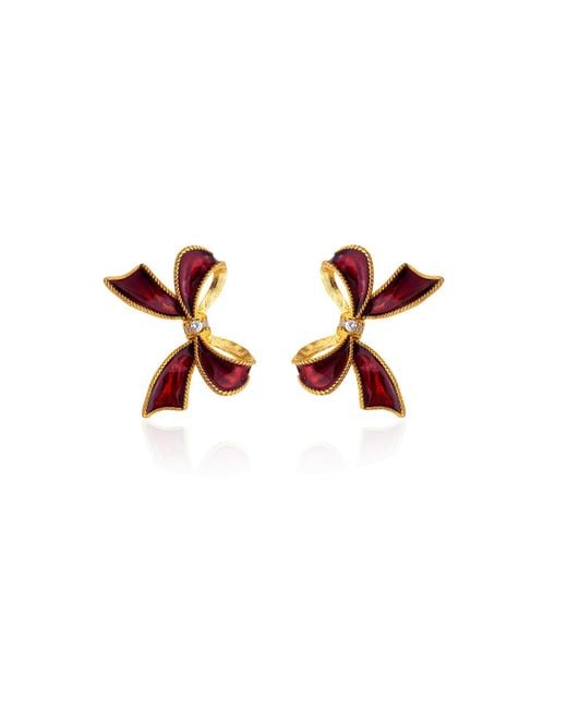 Milou Jewelry Red Bow Earrings