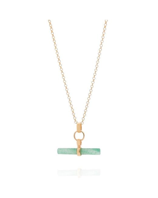 Nellou Jewellery Metallic Aventurine T Bar Necklace Plated Sterling
