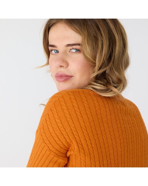 Lindsay Nicholas New York Orange V-Neck Cable Sweater