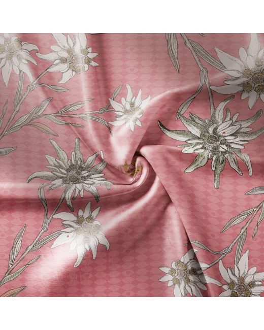 Lamberty Munich Pink Neutrals Edelweiss Alpenglow Midi Silk Scarf Rose