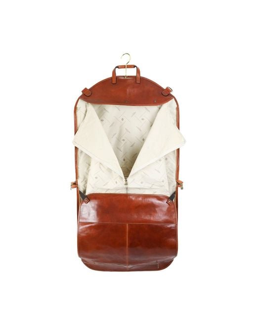 Time Resistance Brown Cognac Leather Garment Bag for men