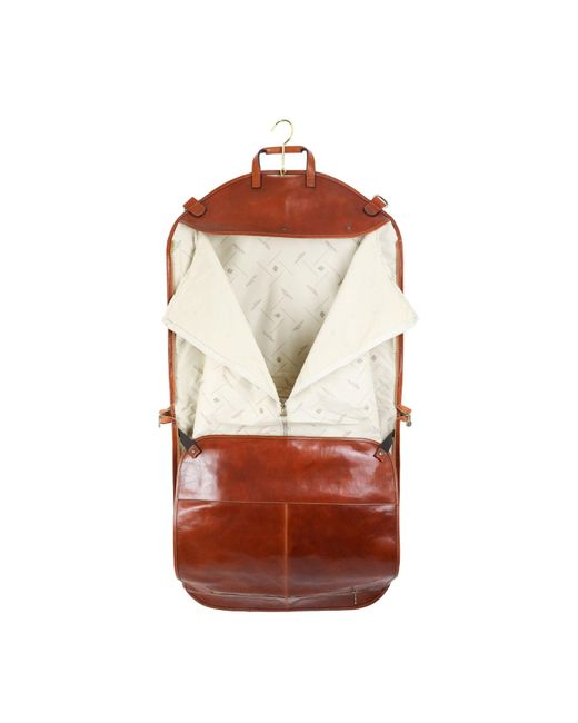 Time Resistance Brown Cognac Leather Garment Bag for men
