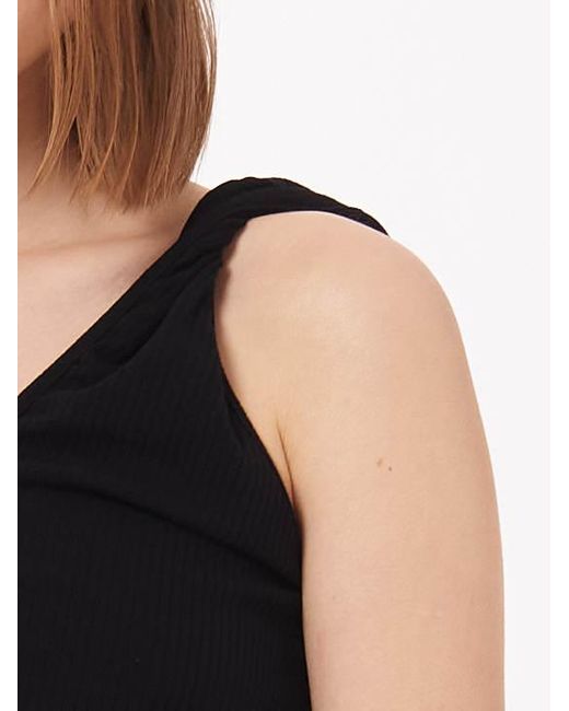 Sour Figs Black Two-Way Single Shoulder Twisted Strap Top