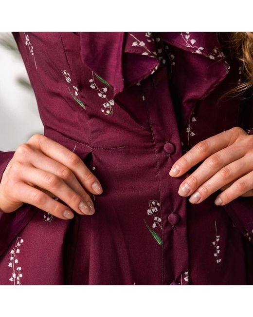 RainSisters Red Floral Midi Dress With Ruffles: Hearts Desire
